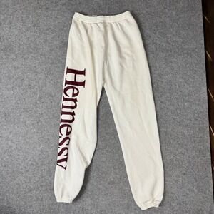 Vintage Velva Sheen Hennessy Sweatpants Cream Burgundy Graphic Joggers USA L
